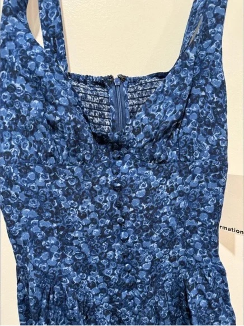 Reformation Navy Blue Floral Sweetheart Mini Dress - Picture 5 of 5